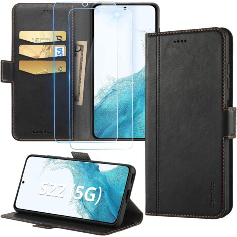FUNDA PARA SAMSUNG GALAXY S22 NEGRA CERRADA CON SOLAPA RESISTENTE SÓLIDA