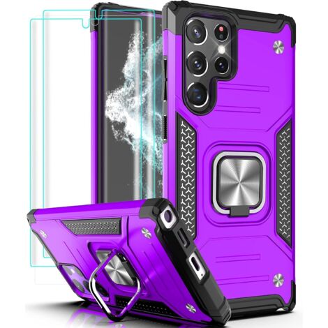 FUNDA PARA SAMSUNG GALAXY S22 ULTRA PÚRPURA TRASERA SÓLIDA + ANILLO