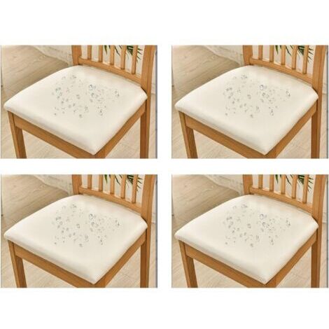 Funda para Silla de 4 Piezas, Funda para Silla de Piel sintética, Duradera e Impermeable, Adecuada para Restaurantes, Hoteles y Banquetes, Blanco Crema, Juego de 4 (36-48 cm)