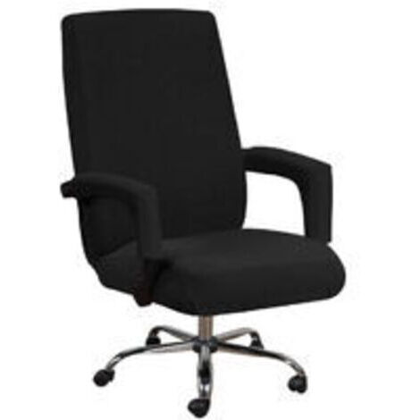 Funda para silla de oficina con reposabrazos, confeccionada en licra jacquard suave, elástica y antideslizante, lavable a máquina, de poliéster (tamaño grande, color negro).