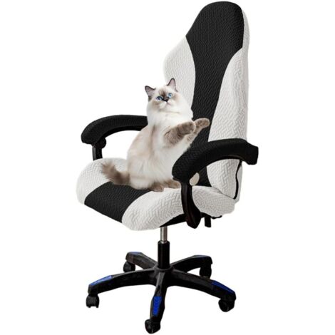 Funda para silla de oficina, funda elástica para silla de juegos con reposabrazos, funda para asiento de silla de ordenador, negra A.