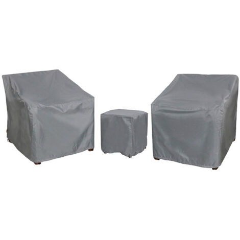 Funda para silla de patio, juego de 3 fundas para sillas de estilo taberna, impermeables, grises.