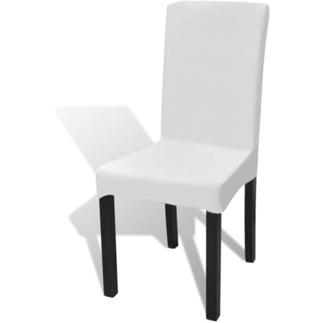 Funda para silla elástica recta 6 unidades blanca