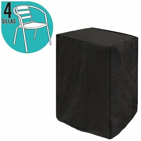 BIGBUY Ldk Garden Funda para 4 sillas de PVC Reforzado 66 X 66 X 109 cm, Negro, 66x66x109 cm