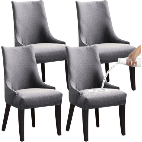 FUNDA PARA SILLA RETRÁCTIL IMPERMEABLE LINGÜÍSTICA DE 4 PIEZAS - GRIS CLARO, funda universal para silla, moderna y duradera, adecuada para hogar, hotel, restaurante, banquetes y cocina