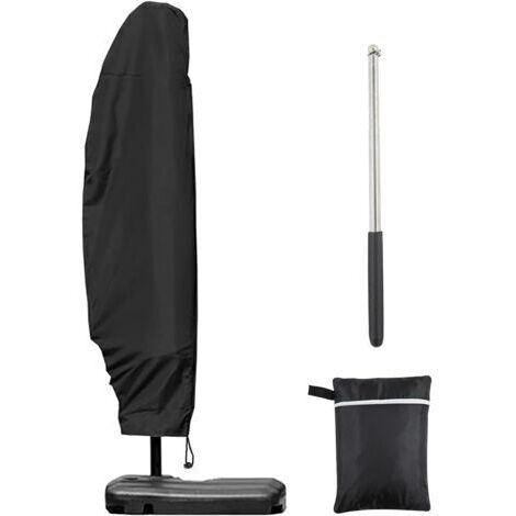 Funda para sombrilla voladiza de 3x3 m o 4x3 m – Tejido oxford de poliéster resistente a los rayos UV – Cremallera de 1,4 m – Mástil telescópico de 1,2 m