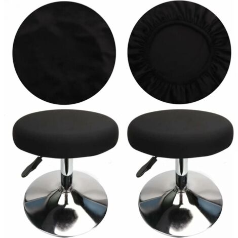 Funda para taburete de bar redonda (4 piezas negras), tela de lujo, diámetro 30-36 cm, elástica, antiarrugas, lavable y resistente al polvo.
