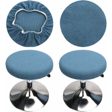 Funda para taburete redondo (azul, 2 unidades), lavable, fácil de limpiar, suave y duradera, para taburetes de 30-40 cm.