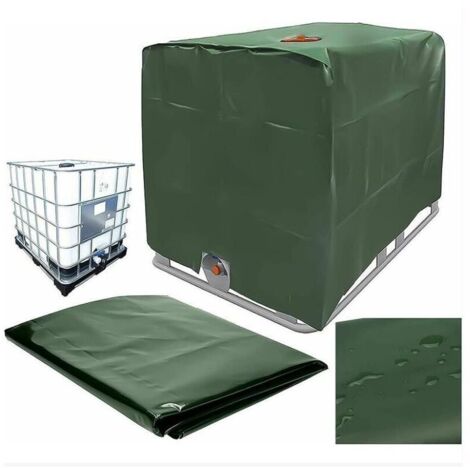 Funda para tanque de agua de 1000 l, resistente al polvo, a los rayos UV y a la lluvia, 120 x 100 x 116 cm (verde)