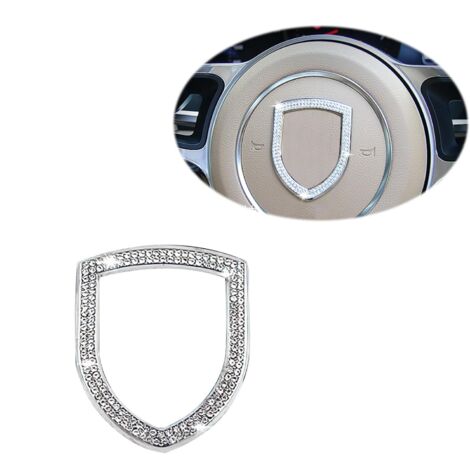 Funda para volante con logo, apta para Porsche, decoración interior autoadhesiva, funda para volante con logo, piezas de coche con logo, funda para volante con logo plateado