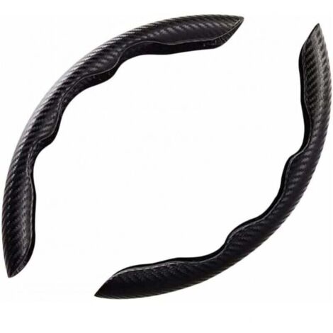 Funda para volante de coche negra, paquete de 2, universal, de fibra de carbono, ultraligera, compatible con la mayoría de los coches.