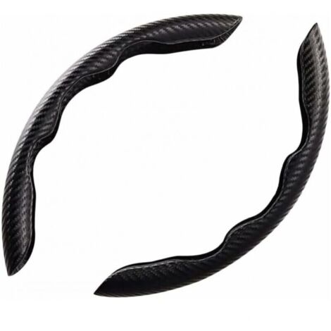 Funda para volante de coche negra, paquete de 2, universal, de fibra de carbono, ultraligera, compatible con la mayoría de los coches.