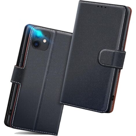 FUNDA PLEGABLE NEGRA PARA IPHONE 11 CON SOLAPA, SÓLIDA