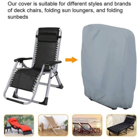 Funda plegable para tumbona, impermeable y anti-UV, Oxford 210D, para tumbona de jardín, 71 × 110 cm (gris)