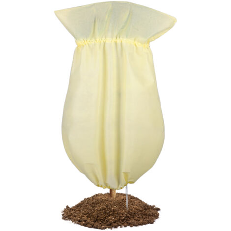 Funda protectora contra el frío para plantas – 180 x 120 cm, funda de tela no tejida amarilla – reutilizable con cremallera y cordón ajustable