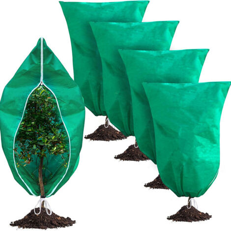 Funda protectora contra heladas, 5 unidades (uso exterior)  Funda de invierno para árboles frutales con cremallera y cordón ajustable, adecuada para bajas temperaturas, uso exterior, patios, jardines 