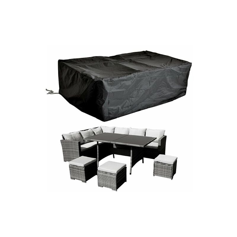 

Funda protectora de lona para muebles de jardín de ratán Protección contra la intemperie Juego de tumbonas 262x192x70