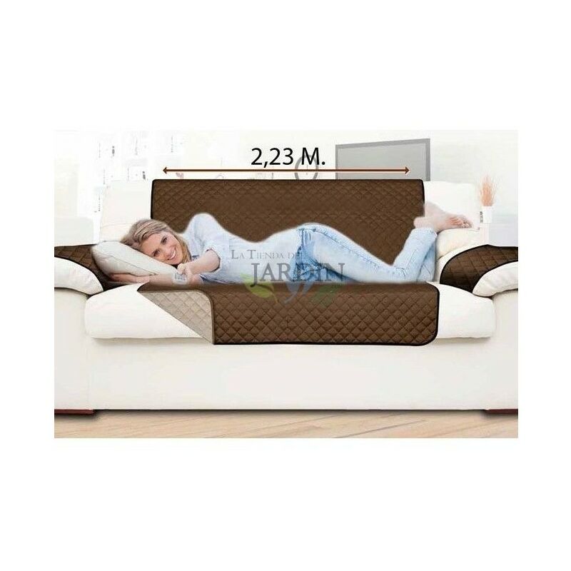 

Suinga - Funda protectora de sillón reversible 2 plazas marrón y beige