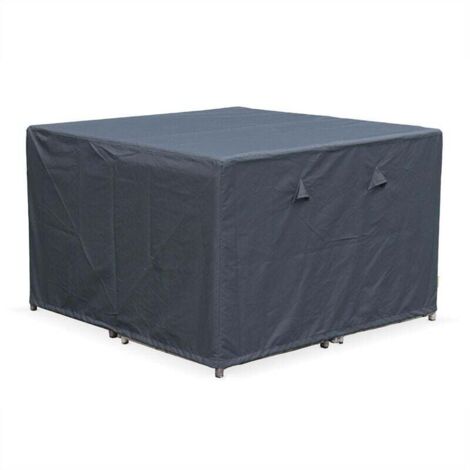 Funda protectora gris oscuro de 112x112 cmFunda cuadrada de poliéster recubierto de PA para mesas de jardín Firenze 4, Vasto 8, Vabo 8 y Cubo 8.Gris oscuro