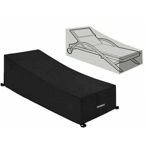 BMUT Funda protectora impermeable, cortavientos y anti-UV en tejido Oxford 210D - Diseñada para tumbonas y sillas de playa - Dimensiones 210x75x40/80CM - Color Negro.-INHHUB