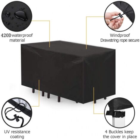 Funda protectora impermeable para muebles de jardín de exterior de 123 x 123 x 74 cm, protección contra la lluvia y la nieve, funda para mesa y silla, protección contra el polvo.