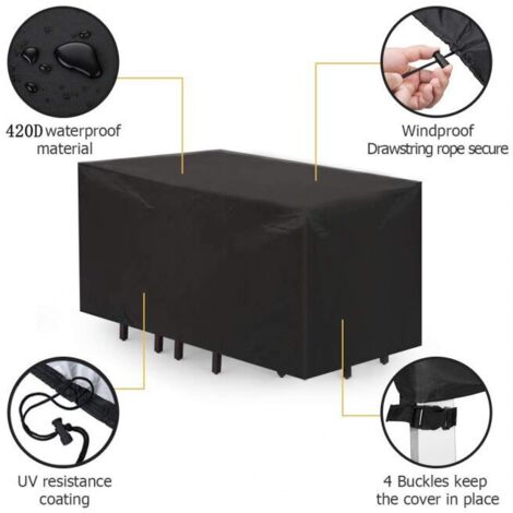 Funda protectora impermeable para muebles de jardín de exterior de 123 x 123 x 74 cm, protección contra la lluvia y la nieve, funda para mesa y silla, protección contra el polvo.