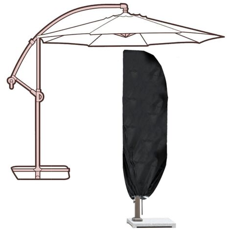 Funda protectora impermeable para sombrillas, tejido Oxford con cremallera lateral resistente a la corrosión y cordón ajustable – Modelo 280 x 30/81/46 cm