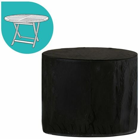 BIGBUY Ldk Garden Funda para Mesa Redonda de PVC Reforzado 100 X 75 cm, Negro, 100x100x75 cm