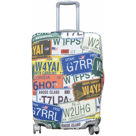 Funda protectora para equipaje de viaje, funda elástica para maleta, para equipaje de 22 a 28 pulgadas (envíe una etiqueta de equipaje gratis) (L, matrícula-avión)