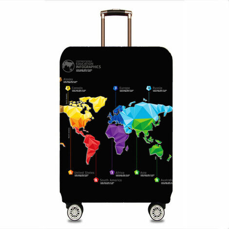 Funda protectora para equipaje de viaje, Maleta elástica, funda protectora para equipaje de 22 a 28 pulgadas (envíe una etiqueta de equipaje gratis) (XL, Map-Plane)