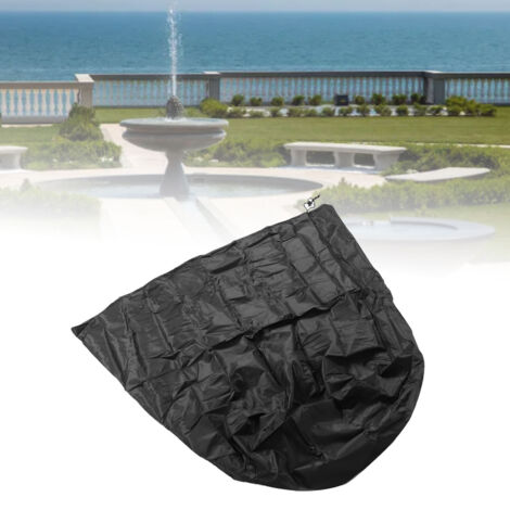 Funda protectora para fuentes con cordón ajustable, tejido Oxford 420D, color plata, impermeable y a prueba de polvo – modelo negro, 91 x 107 cm, para estatuas y fuentes de exterior, reutilizable y fá