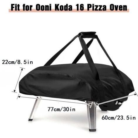 Funda protectora para horno de pizza Ooni Koda 16 (77 x 60 x 22 cm), tela Oxford 420D, portátil, impermeable y resistente a la intemperie, accesorio para horno de pizza de exterior, color negro.