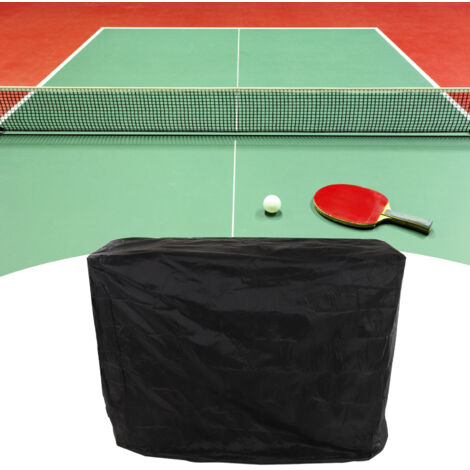 Funda protectora para mesa de ping-pong, impermeable con revestimiento plateado, cierre con cordón, dimensiones 155 x 75 x 144 cm, color negro, 1 funda + 1 bolsa de almacenamiento.