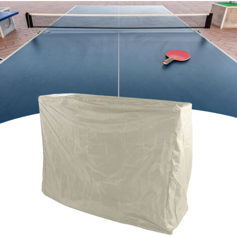 Funda protectora para mesas de ping-pong – impermeable, resistente a los rayos UV, repelente al agua y a las hojas – cierre con cordón – dimensiones 155 x 75 x 150 cm / beige con revestimiento platead