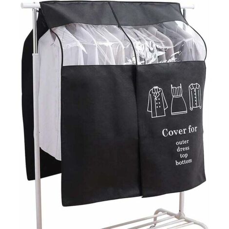 funda protectora para ropa, color negro, de 110 × 90 cm, universal, para perchero.
