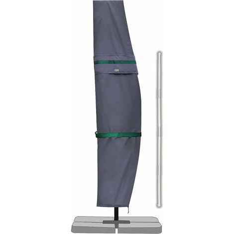 Funda Protectora para Sombrilla de 2 a 4 m, Funda para Sombrilla Cantilever/Patio Jardín, 100% Poliéster, Impermeable, Gris Oscuro