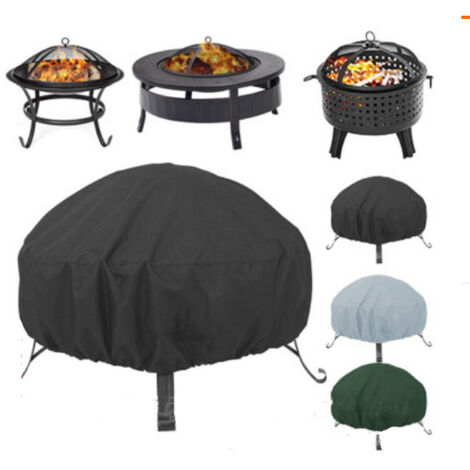 Funda protectora redonda para fogata de jardín (122 x 46 cm), impermeable, resistente al viento y a los rayos UV, color negro, para muebles de interior y exterior.