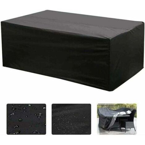Funda rectangular para mesa de jardín Oxford, 213 x 132 x 74 cm, protección UV (negro)
