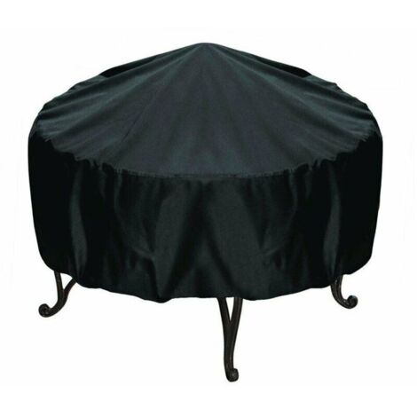 Funda redonda para fogata, impermeable, con cordón en el dobladillo y hebilla de liberación ajustable, protección UV, resistente al polvo, para parrilla de barbacoa, 102 x 45 cm, color neg