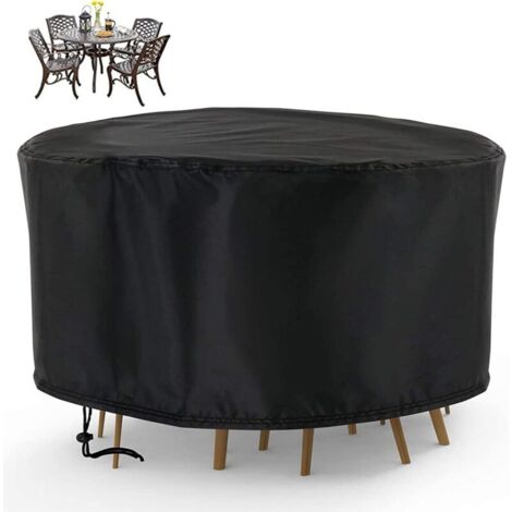 Funda redonda para mesa de jardín Ineasicer de 230 x 110 cm, impermeable, lona Oxford 420D, protección redonda para mesas de jardín.