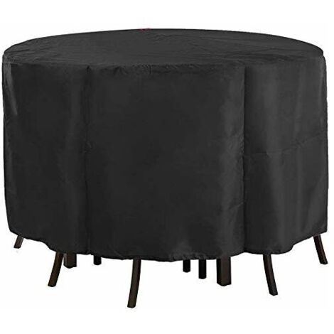 Funda redonda para mesa de jardín, mesa redonda para sillas de patio, funda resistente de tela Oxford para muebles de exterior - Resistente al viento, al agua y a los rayos UV - Como se muestra, 142 x