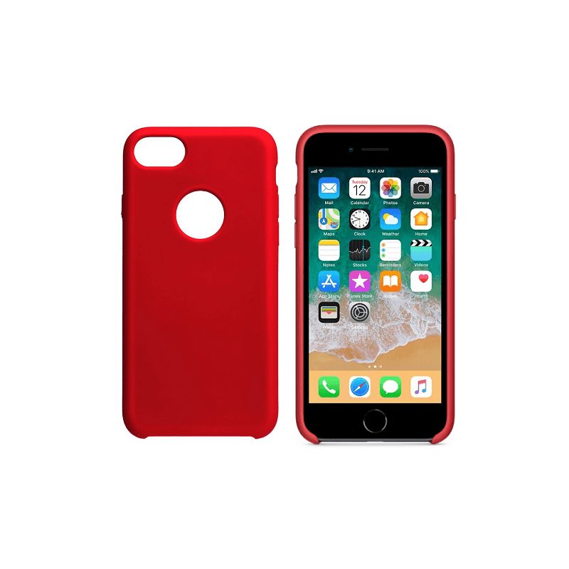 

Funda silicona iphone 7 agujero logo textura suave Rojo