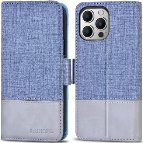FUNDA TAPA PARA APPLE IPHONE 13 PRO MAX 6.7" AZUL GRIS 2X VIDRIO