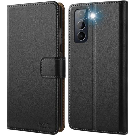 FUNDA TAPA PARA SAMSUNG GALAXY S21 FE 5G DE PIEL PU NEGRA ELEGANTE