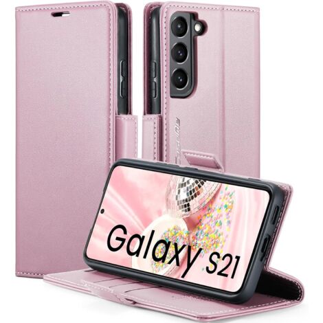FUNDA TAPA PARA SAMSUNG GALAXY S21 FE 5G EN ORO ROSA DE PIEL PU SM-G990B