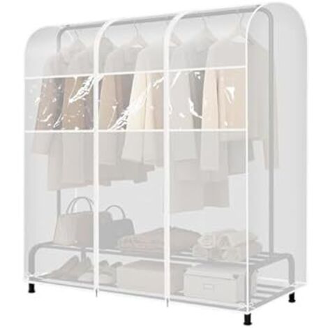 Funda transparente para perchero con 2 cremalleras duraderas - Impermeable y antipolvo - S (120 x 50 x 150 cm)