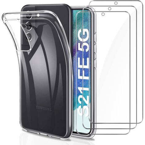 FUNDA TRANSPARENTE PARA SAMSUNG GALAXY S21 FE 5G + 3 VIDRIO TEMPLADO SM-G990B