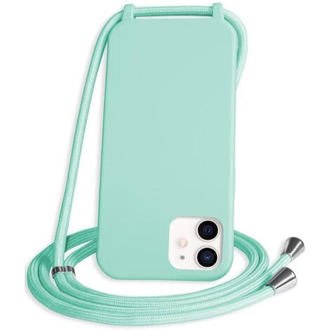 FUNDA TRASERA PARA APPLE IPHONE 12/12 PRO SILICONA VERDE + CORDÓN A2172