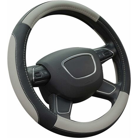 Funda universal para volante de coche, fundas universales para volante de cuero de microfibra, 37-38cm/15 ", antideslizantes, transpirables, duraderas (gris)