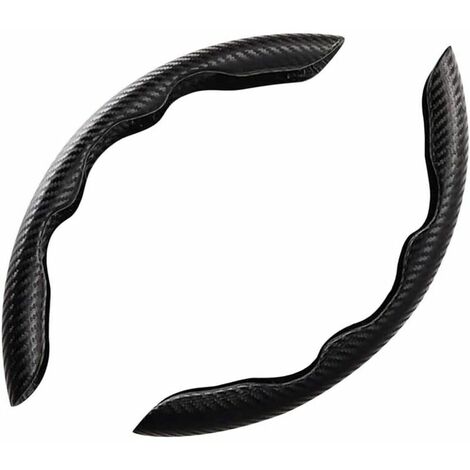Funda universal para volante de coche, paquete de 2 fundas universales para volante de fibra de carbono, accesorio interior, ultraligera, para la mayoría de los coches (negro)